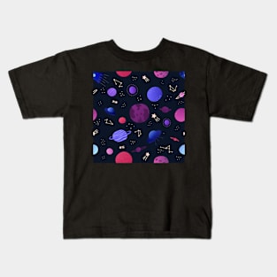 Space concept with planets, stars and spaceships, astronomical design Kids T-Shirt